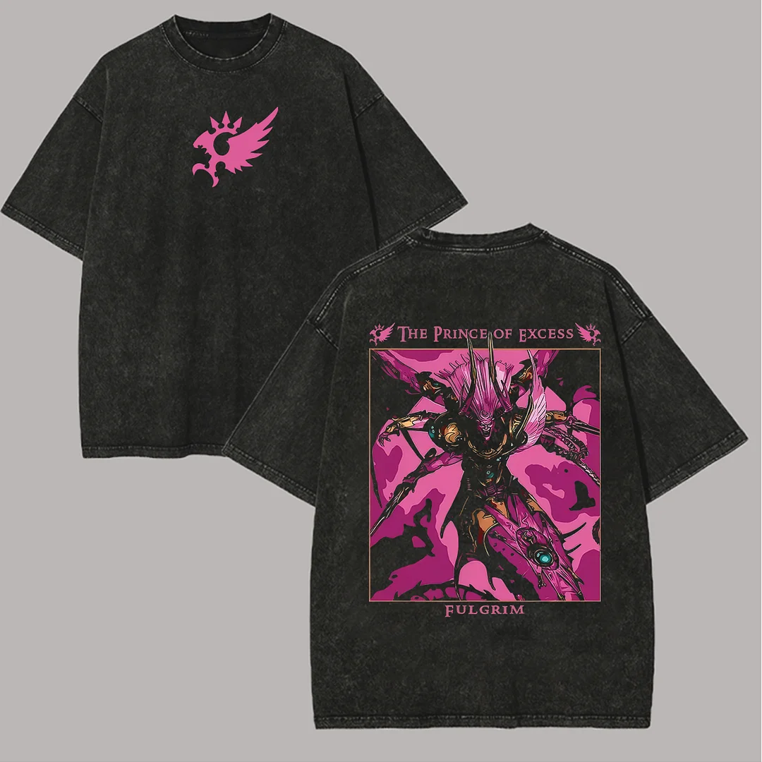 Warhammer 40,000 Slaanesh & Fulgrim Printed Unisex Washed T-Shirt