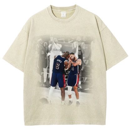 Unisex-Adult Ultra Cotton Washed T-Shirt Graphic USA BASKETBALL 2024 USA TEE