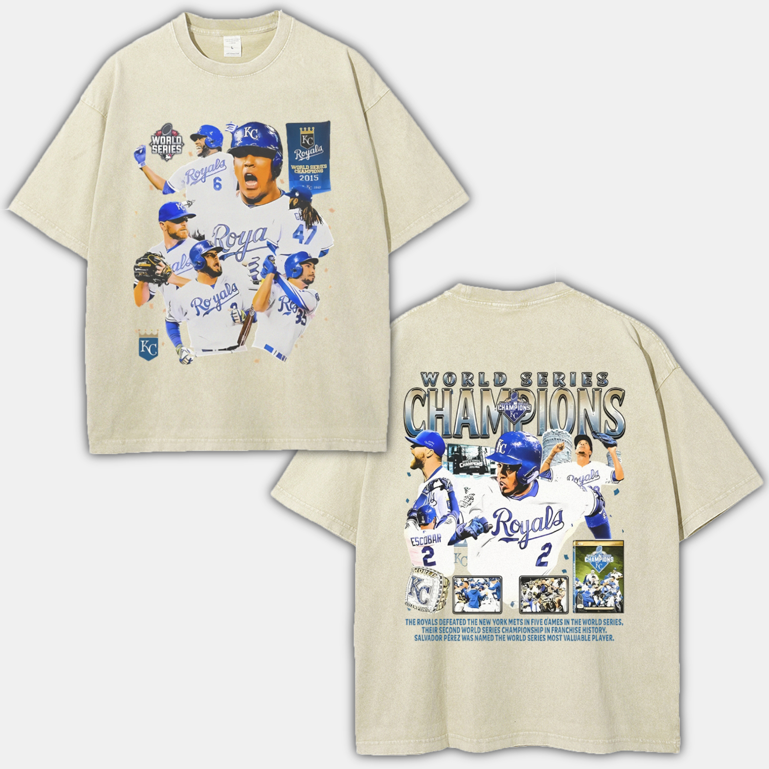 Unisex-Adult Ultra Cotton Washed T-Shirt Graphic 2015 WORLD SERIES CHAMPS - ROYALS TEE