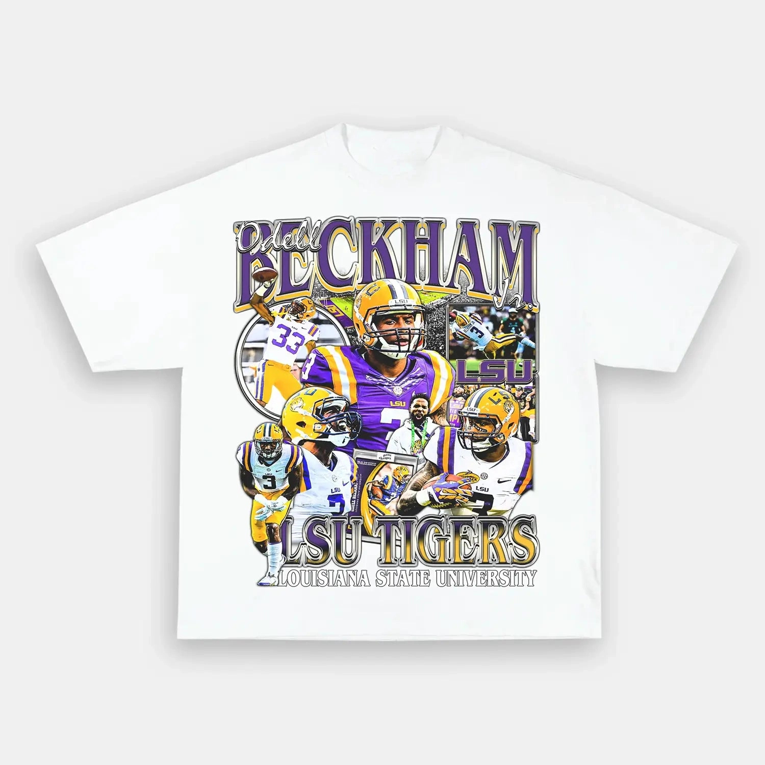 Unisex-Adult Ultra Cotton Washed T-Shirt Graphic ODELL BECKHAM JR - LSU TEE