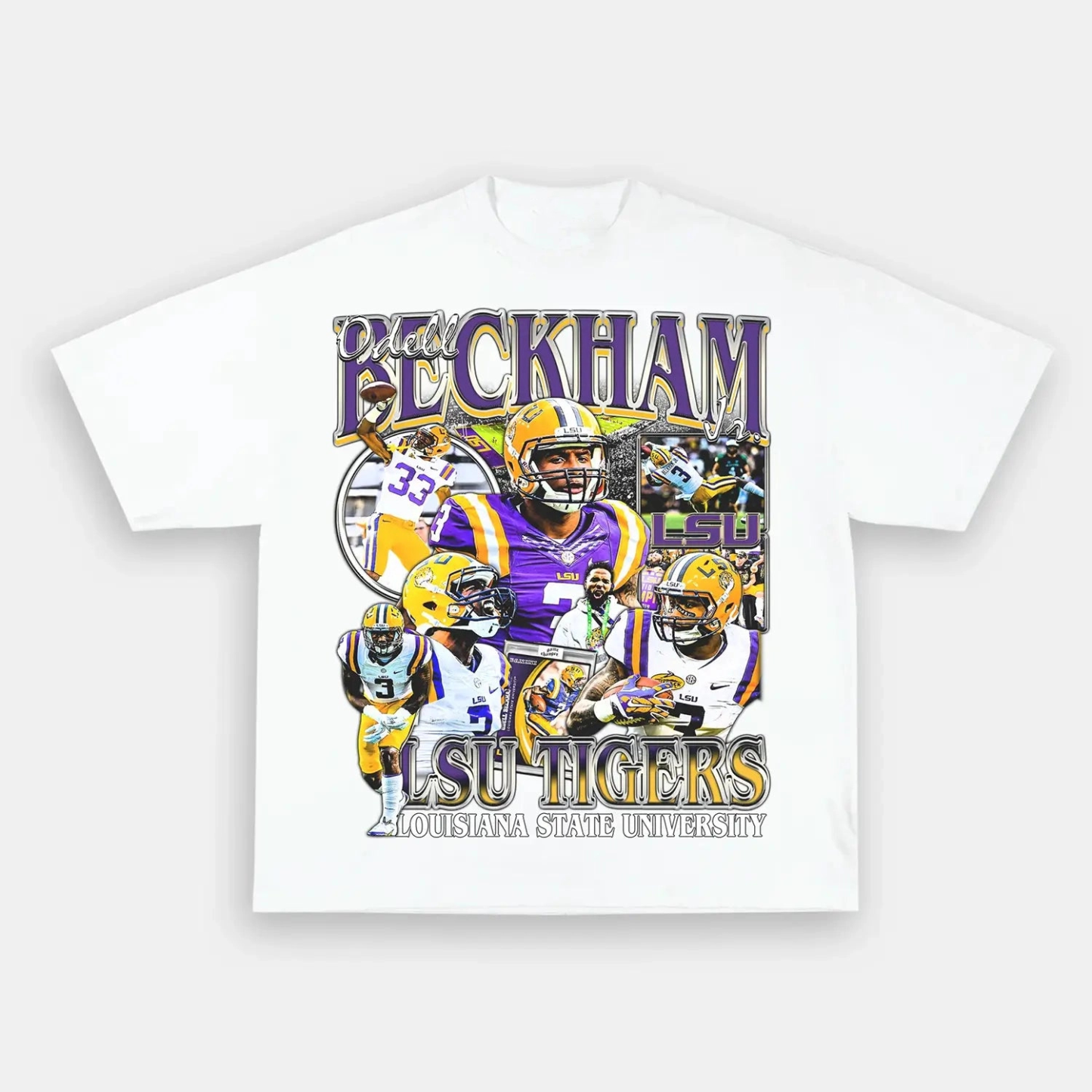 Unisex-Adult Ultra Cotton Washed T-Shirt Graphic ODELL BECKHAM JR - LSU TEE