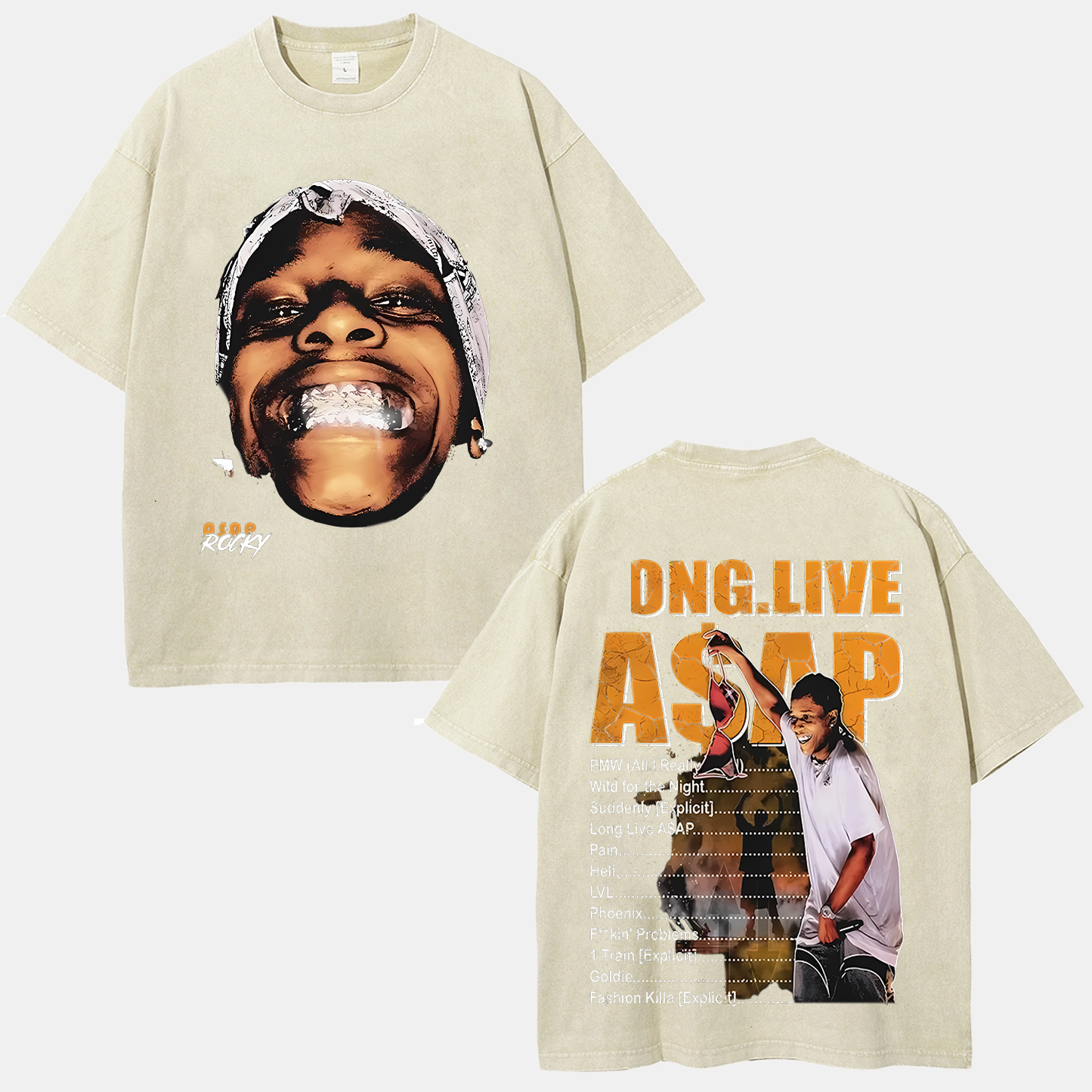 Unisex-Adult Ultra Cotton Washed T-Shirt Graphic  ASAP ROCKY TEE