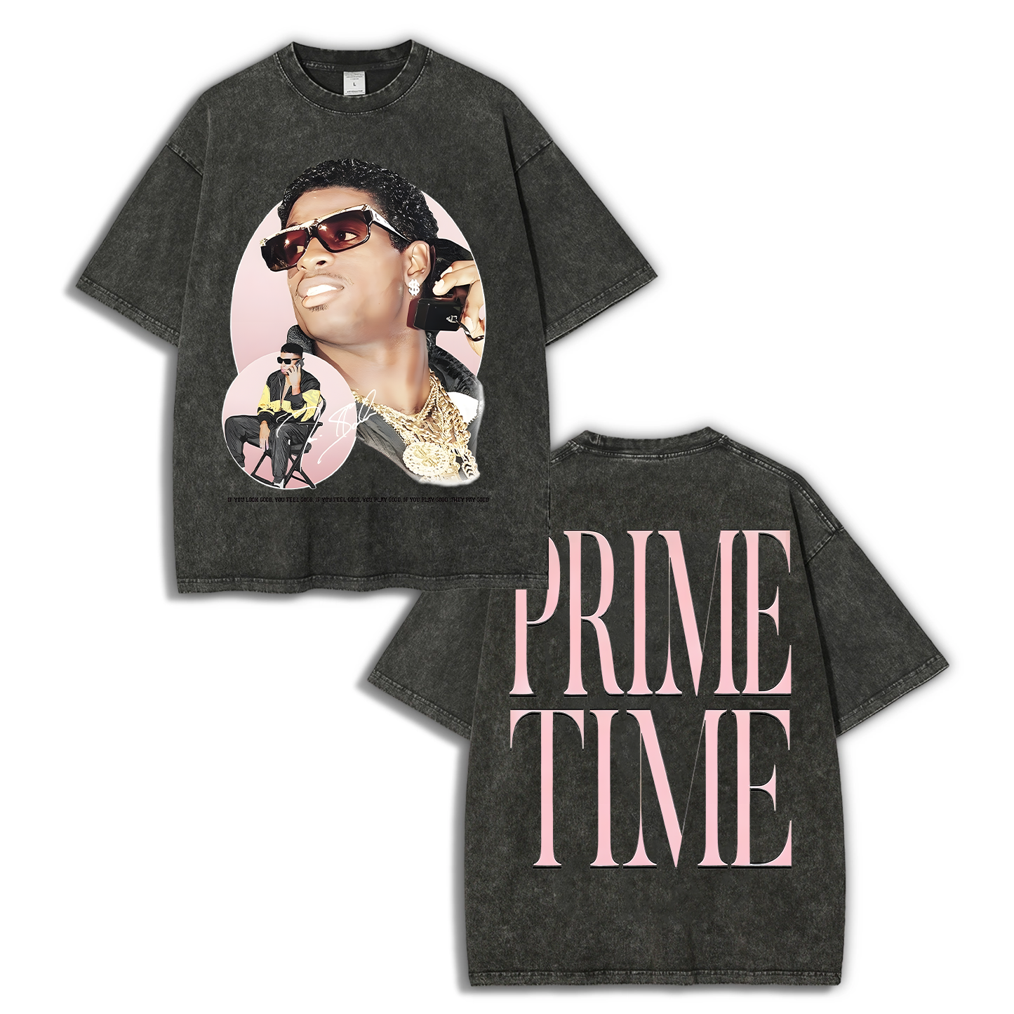 DEION SANDERS Vintage Tee Unisex-Adult Oversized Washed Cotton T-Shirt