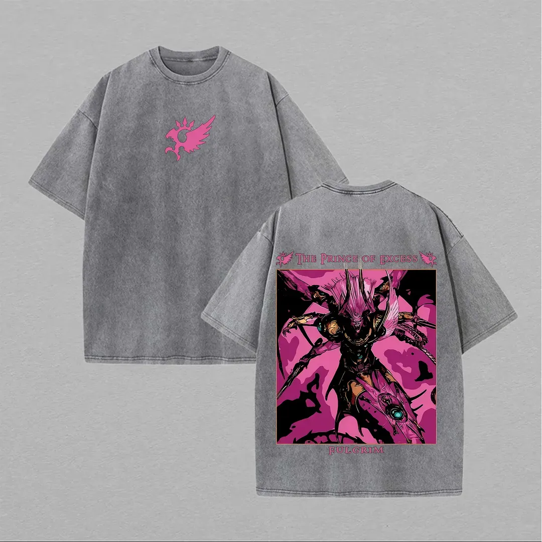 Warhammer 40,000 Slaanesh & Fulgrim Printed Unisex Washed T-Shirt