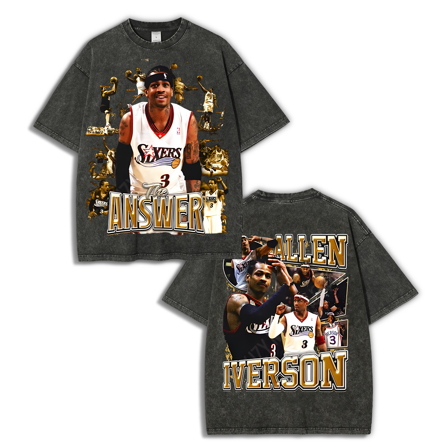 Unisex Fit Washed Allen Iverson T-Shirt 2504013814