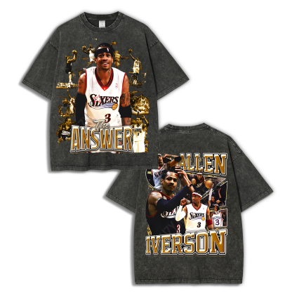 Unisex Fit Washed Allen Iverson T-Shirt 2504013814