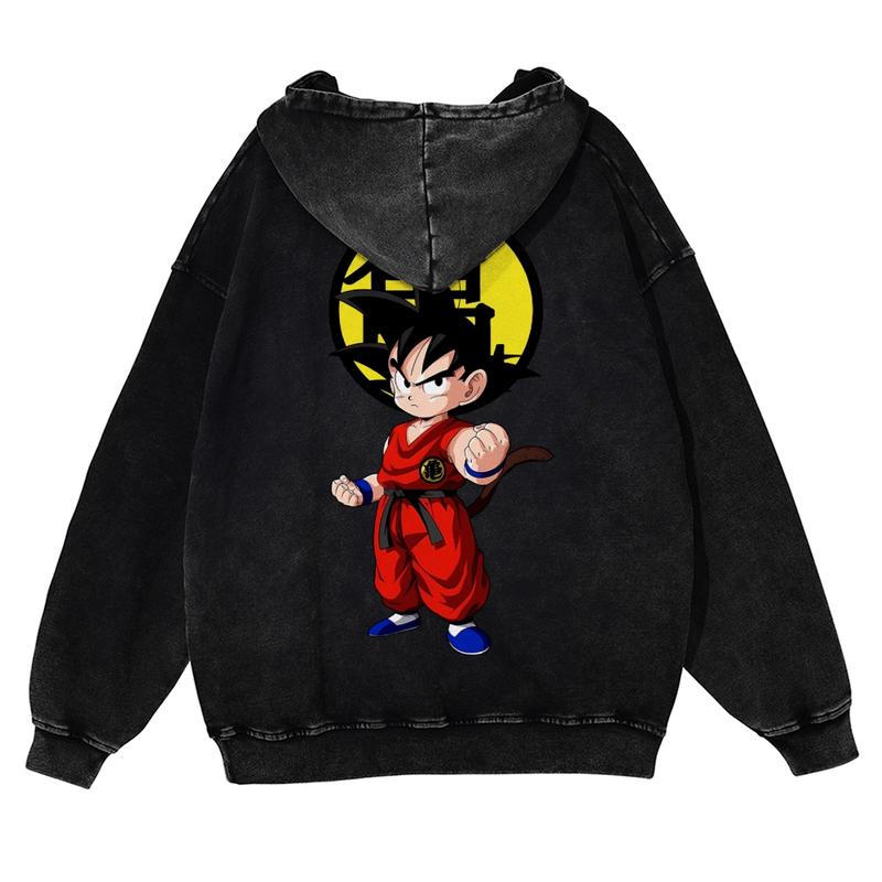 Dragon Ball DBZ Goku Unisex Fall Hoodies Men Streetwear Vintage Washed 80s 90s Graphic Pullover Cotton Anime Funny Sweatshirt Gifts