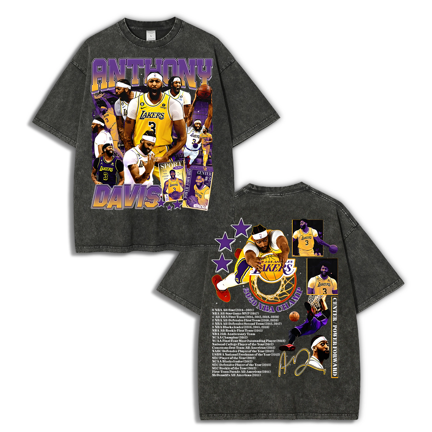 Unisex Fit Washed Anthony Marshon Davis T-Shirt 2504013974