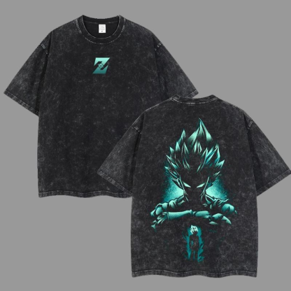 Dragon Ball Z Super Saiyan Vegeta Oversize Washed T-Shirt- Unisex