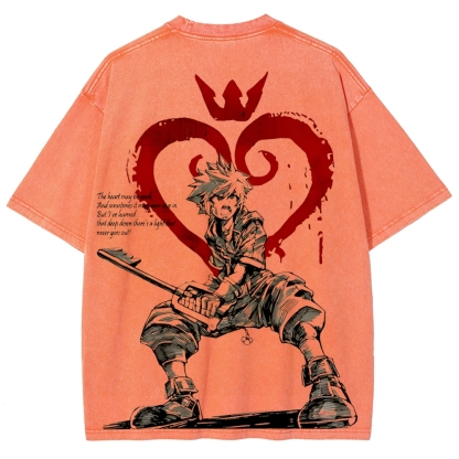 Sora Kingdom Hearts  Printed Unisex Washed T-Shirt 