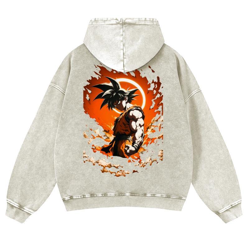 Dragon Ball DBZ Goku Unisex Fall Hoodies Men Streetwear Vintage Washed 80s 90s Graphic Pullover Cotton Anime Funny Sweatshirt Gifts