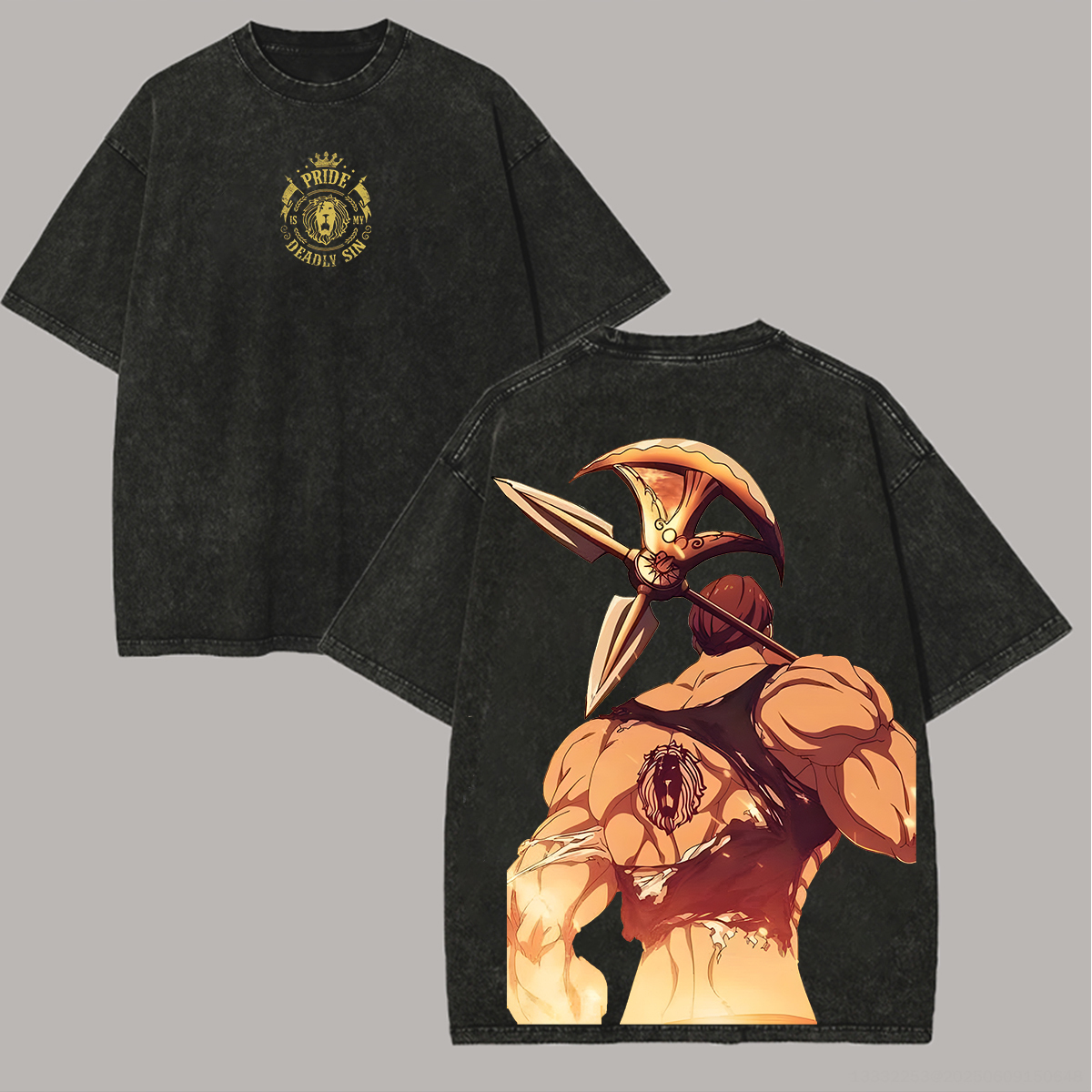 Seven Deadly Sins Escanor Printed Unisex Washed T-Shirt