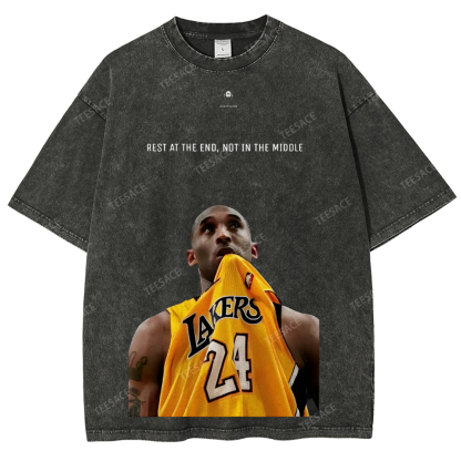 KOBE Vintage Tee Unisex-Adult Oversized Washed Cotton T-Shirt 