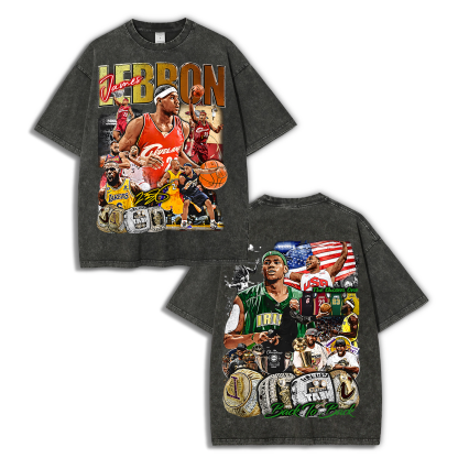 Unisex Fit Washed LeBron James T-Shirt 2504014037