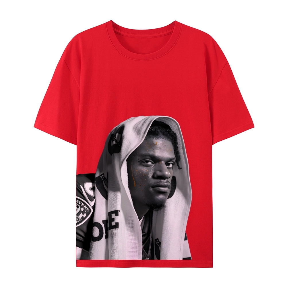 RAVENS Lamar Jackson Vintage Style Unisex-Adult Oversized Washed Cotton T-Shirt 