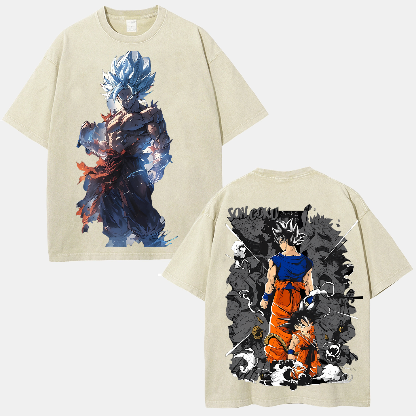 Unisex-Adult Ultra Cotton Washed T-Shirt Graphic Goku