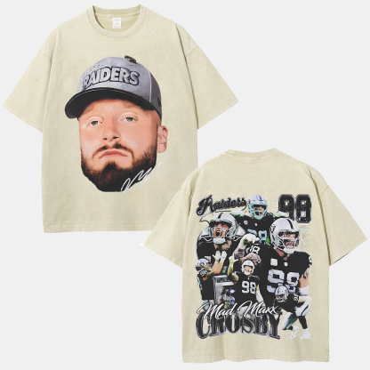 Unisex Fit Washed T-Shirt MAXX CROSBY TEE