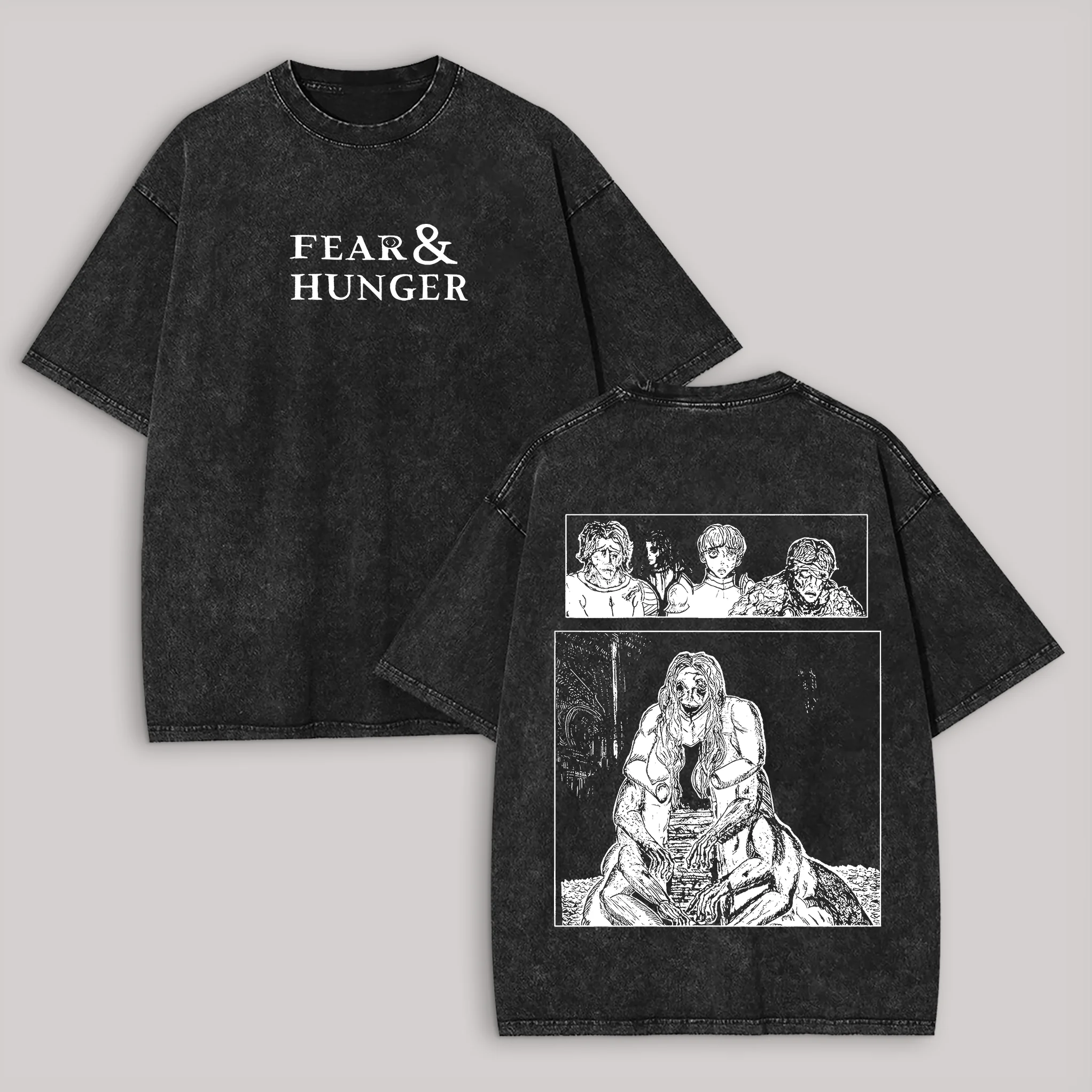 Fear & Hunger Printed Unisex Washed T-Shirt