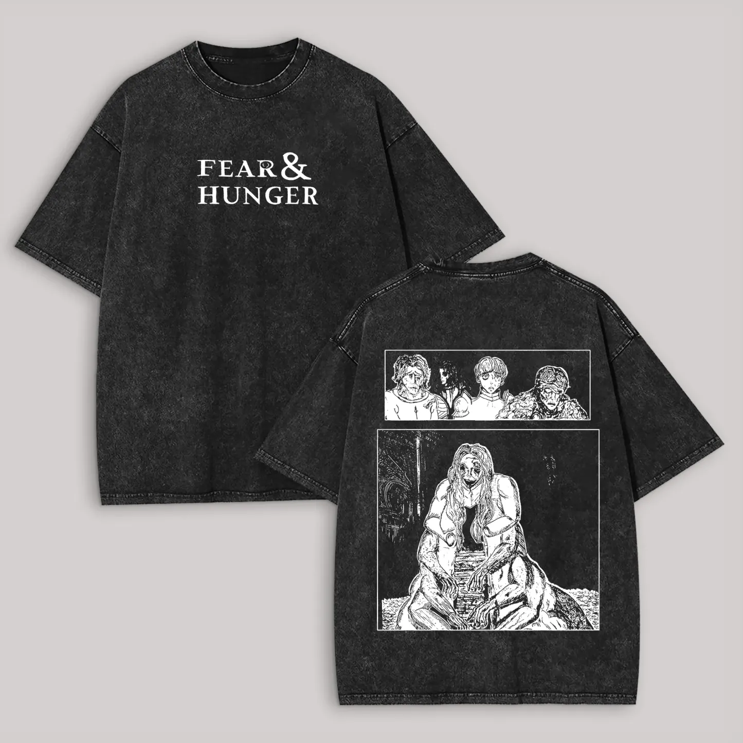 Fear & Hunger Printed Unisex Washed T-Shirt