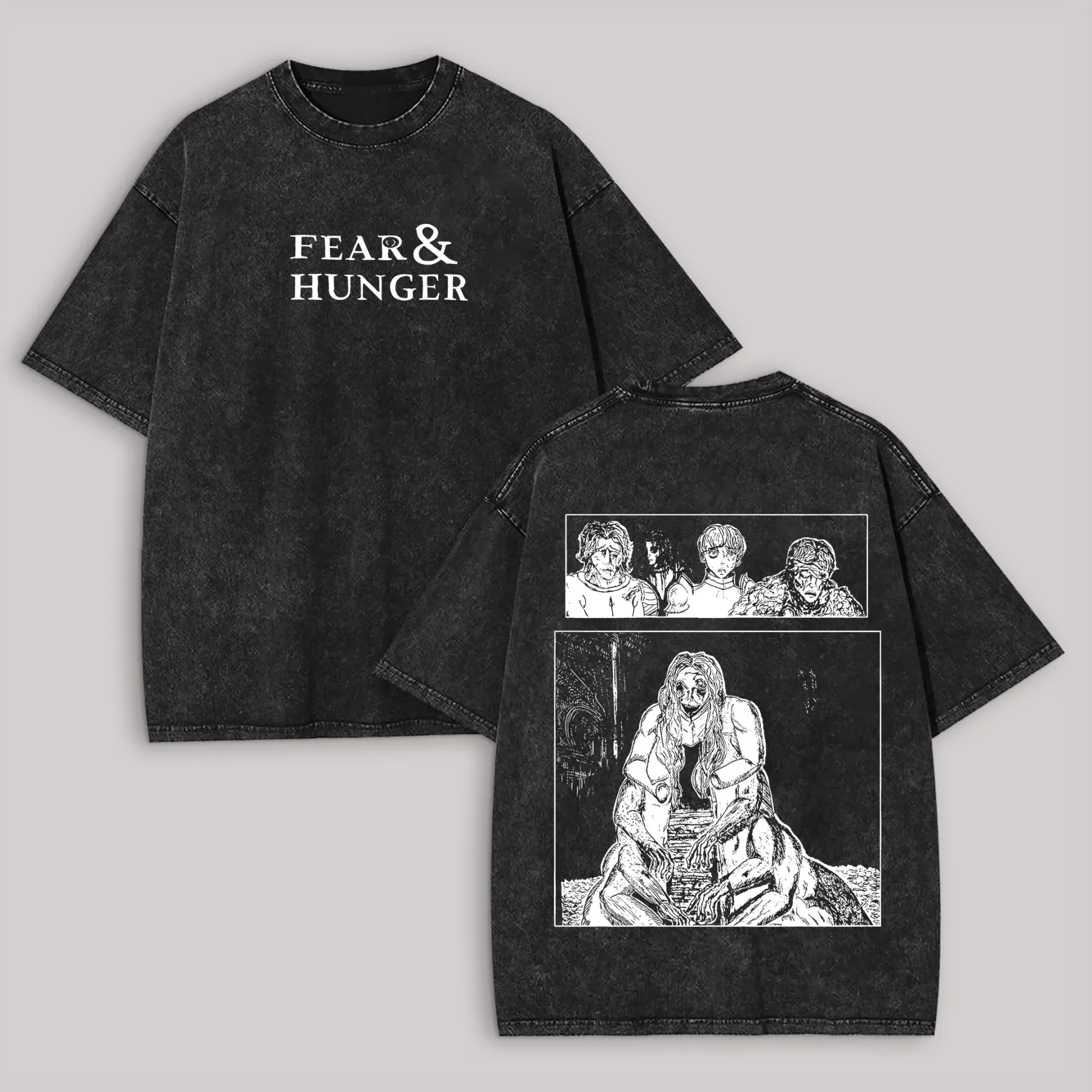 Fear & Hunger Printed Unisex Washed T-Shirt