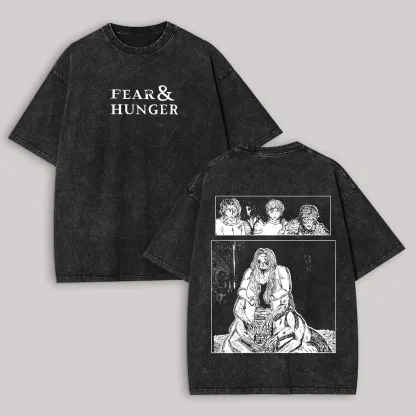 Fear & Hunger Printed Unisex Washed T-Shirt