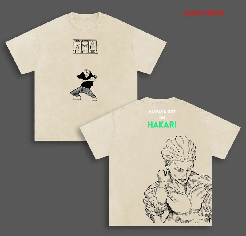  Hakari Kinji Printed Unisex Washed T-Shirt | Jujutsu Kaisen