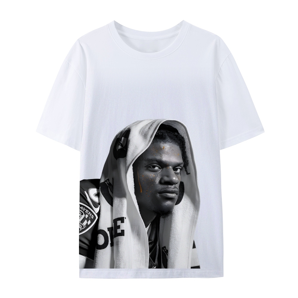 RAVENS Lamar Jackson Vintage Style Unisex-Adult Oversized Washed Cotton T-Shirt 