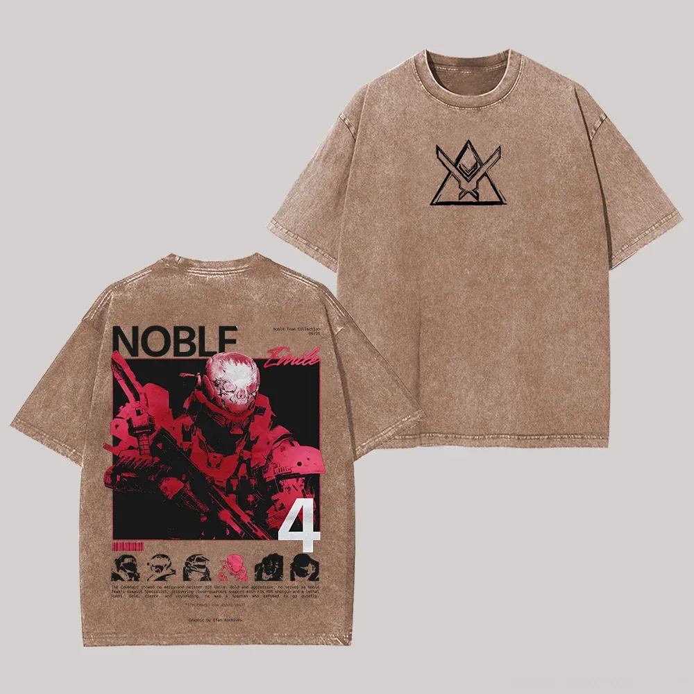Halo: Reach Noble Team Printed Unisex Washed T-Shirt