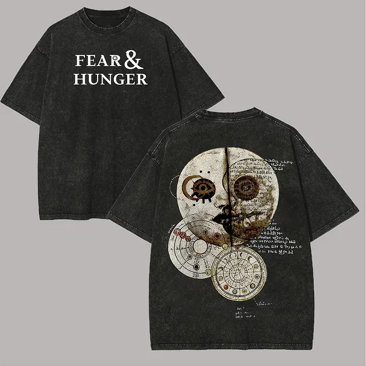 Fear & Hunger Printed Unisex Washed T-Shirt