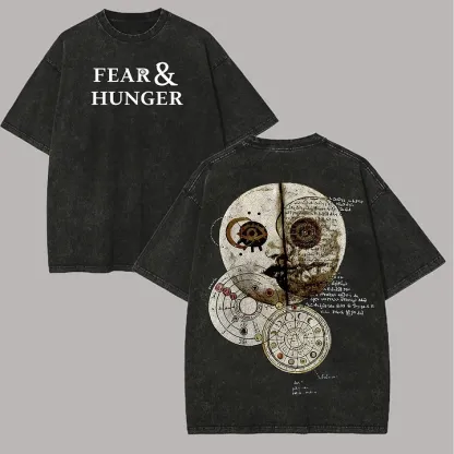 Fear & Hunger Printed Unisex Washed T-Shirt