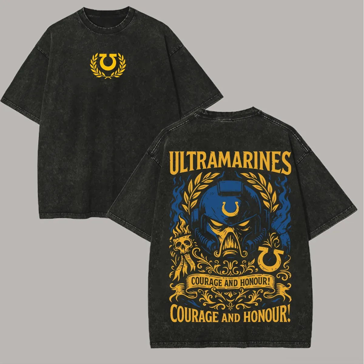 Warhammer 40k Ultramarines Printed Unisex Washed T-Shirt