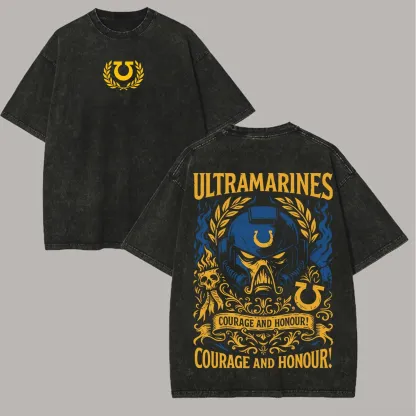 Warhammer 40k Ultramarines Printed Unisex Washed T-Shirt