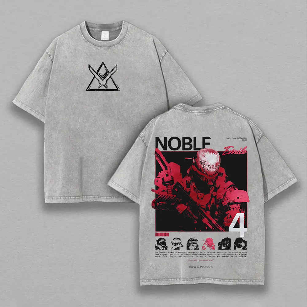 Halo: Reach Noble Team Printed Unisex Washed T-Shirt