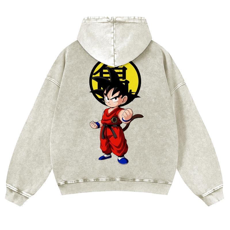 Dragon Ball DBZ Goku Unisex Fall Hoodies Men Streetwear Vintage Washed 80s 90s Graphic Pullover Cotton Anime Funny Sweatshirt Gifts