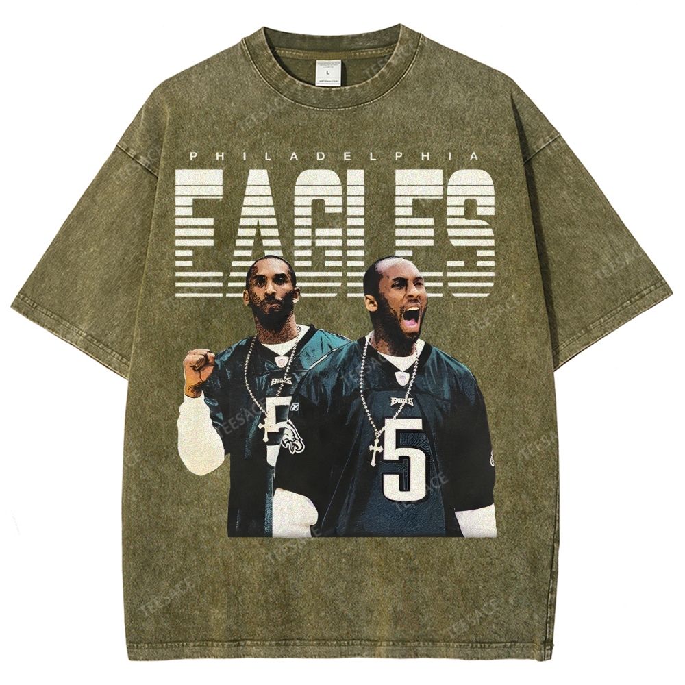 VINTAGE Unisex-Adult TEE | EAGLES KOBE Classic Washed Denim