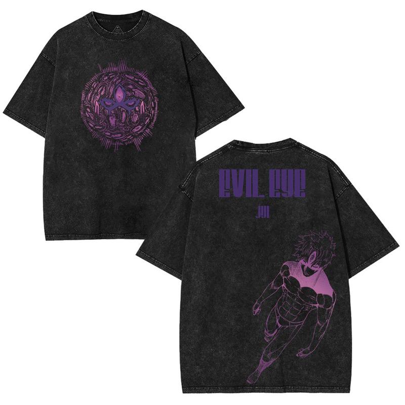 Dandadan Washed T-shirt Double-Sided Print, Anime Manga Washed Shirt Graphic tees Cotton streetwear vintage unisex merch Fabric Menswear