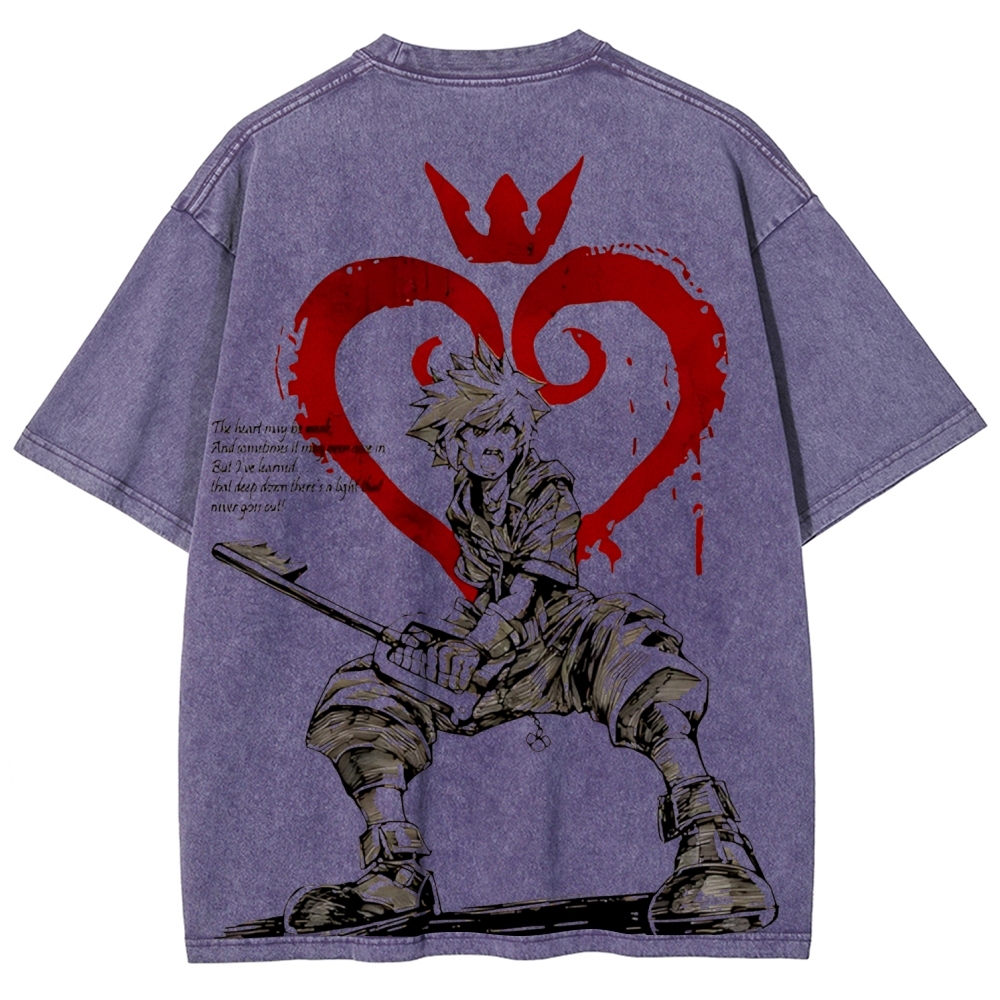 Sora Kingdom Hearts  Printed Unisex Washed T-Shirt 
