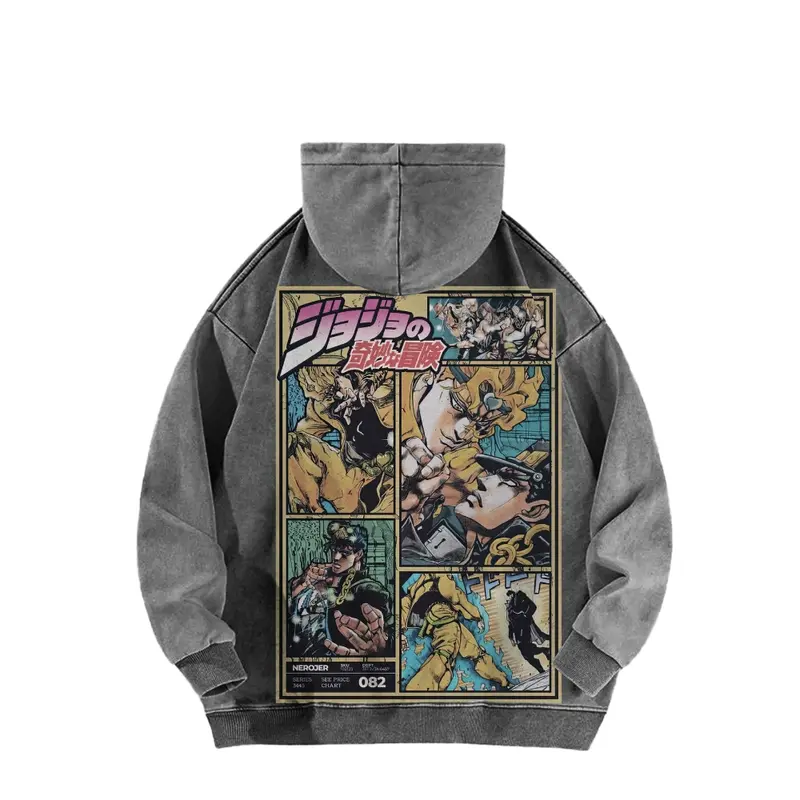 JoJo's Bizarre Adventure Vintage Unisex Washed Hoodie