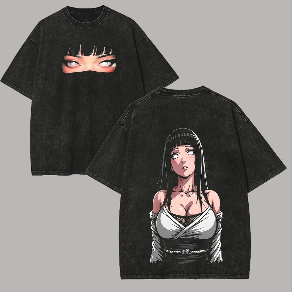 Naruto Hinata Hyuga Printed Unisex Washed T-Shirt