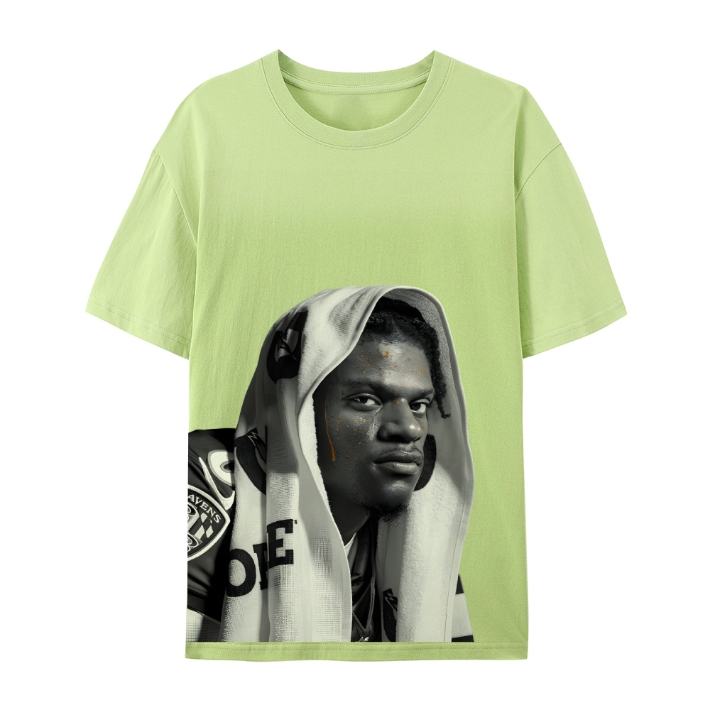 RAVENS Lamar Jackson Vintage Style Unisex-Adult Oversized Washed Cotton T-Shirt 