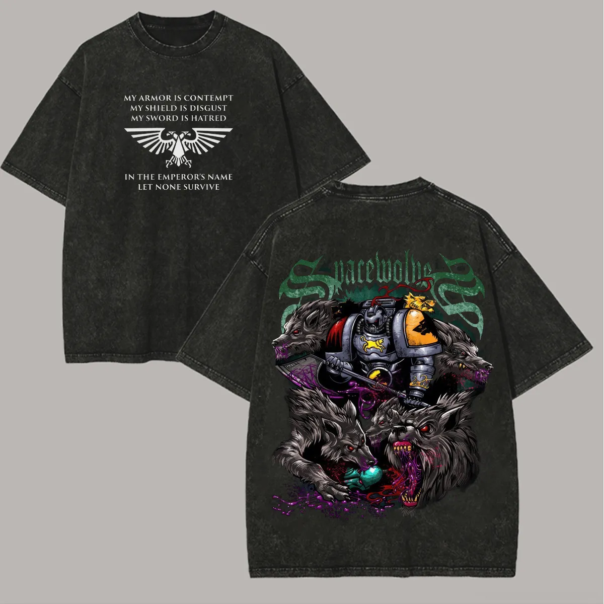 Warhammer 40K Space Wolves Printed Unisex Washed T-Shirt