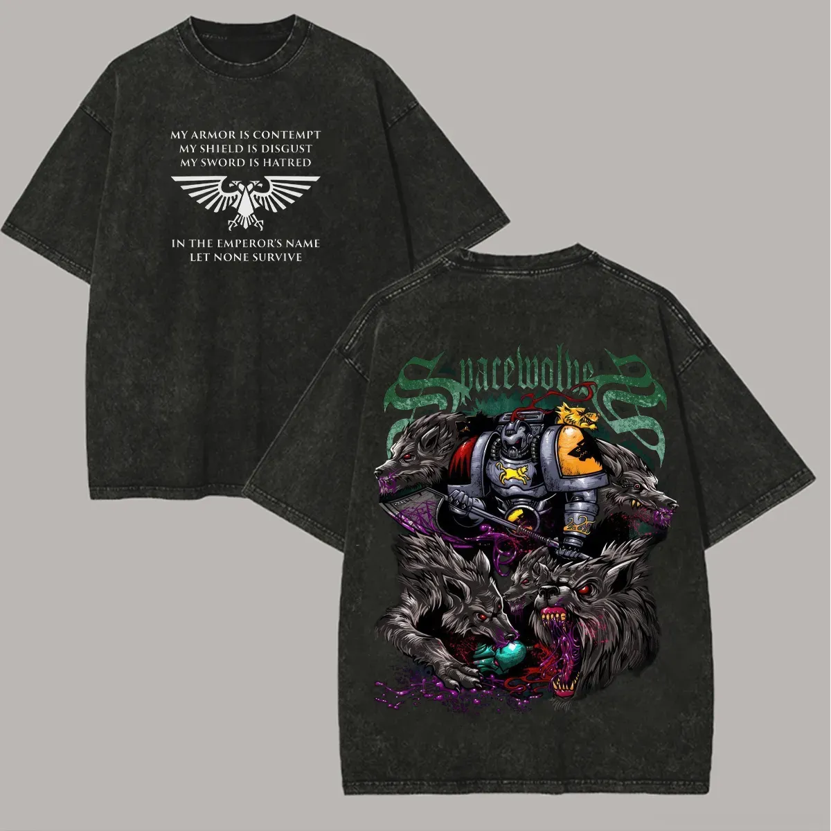 Warhammer 40K Space Wolves Printed Unisex Washed T-Shirt