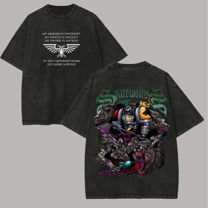 Warhammer 40K Space Wolves Printed Unisex Washed T-Shirt
