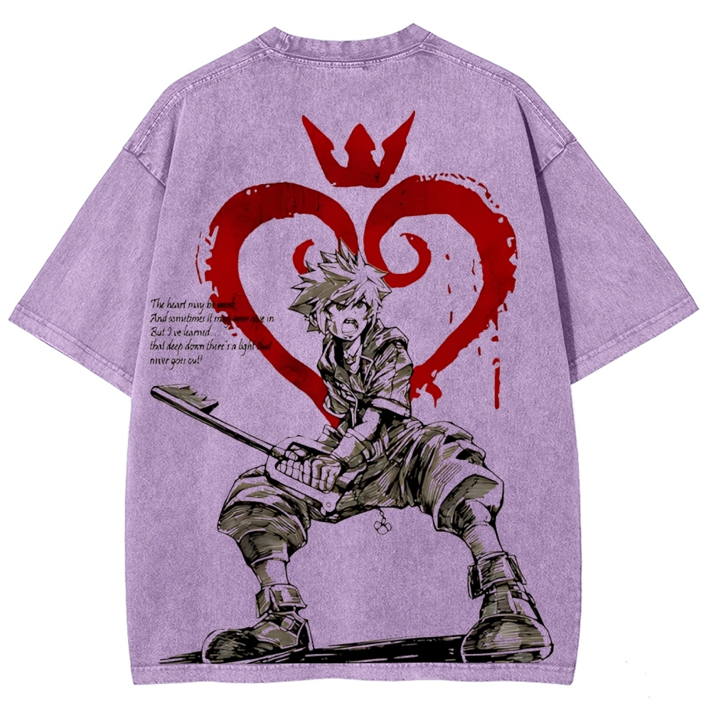 Sora Kingdom Hearts  Printed Unisex Washed T-Shirt 