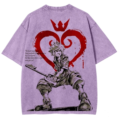 Sora Kingdom Hearts  Printed Unisex Washed T-Shirt 