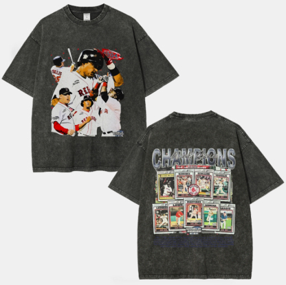 Unisex-Adult Ultra Cotton Washed T-Shirt Graphic  2004 WORLD SERIES CHAMPS - RED SOX TEE