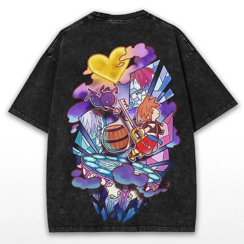Kingdom Hearts Printed Unisex Washed T-Shirt 
