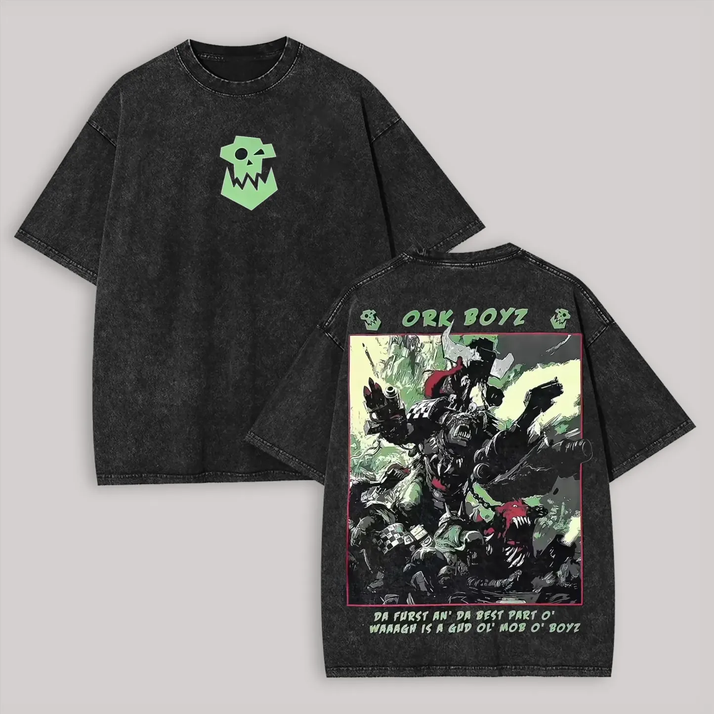 Warhammer 40k Ork Boyz Printed Unisex Washed T-Shirt
