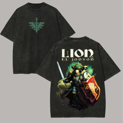 Warhammer 40k Lion El'Jonson Printed Unisex Washed T-Shirt