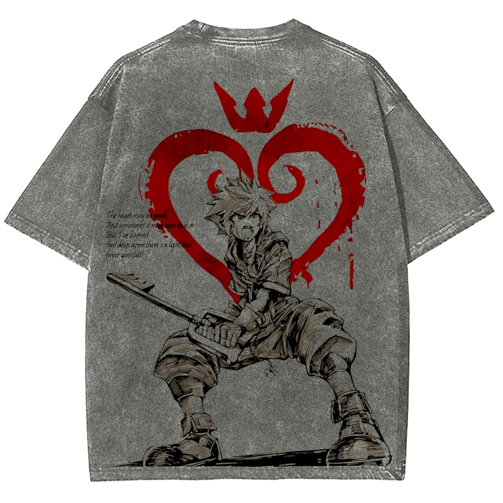 Sora Kingdom Hearts  Printed Unisex Washed T-Shirt 
